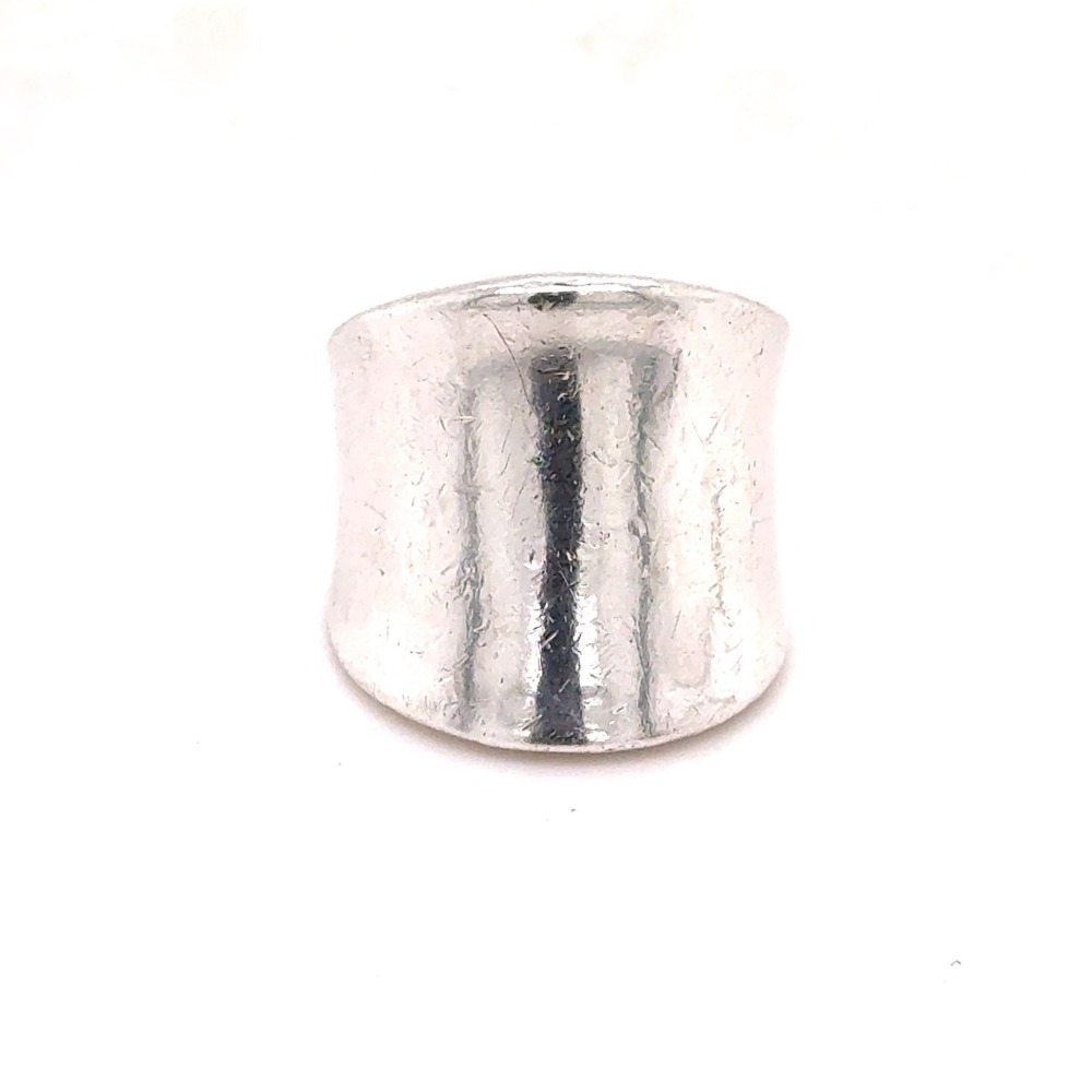 Fine .999 Silver Wide Concave Cigar Band Ring Size 7 Minimalist Bold Statement